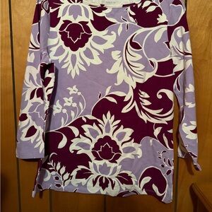 Talbots Lavender and Plum Floral Long-Sleeve Tee NWOT